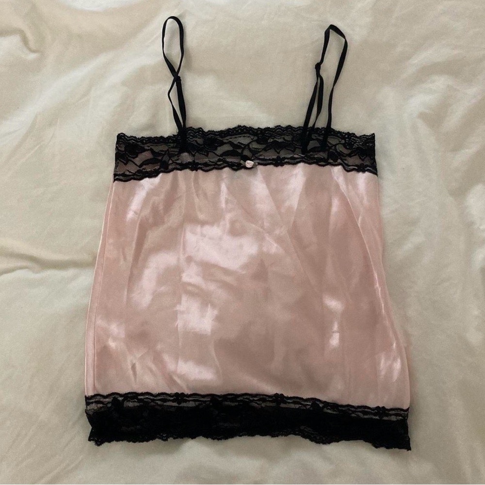 Rave Pink Top with Black Lace Detail